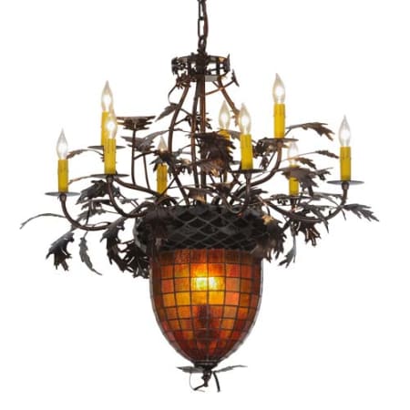 Meyda Tiffany Greenbriar Oak 11 Light 32" Wide Taper Candle Style Chandelier Copper Vein