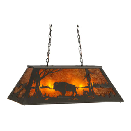 Meyda Tiffany Buffalo at Lake 6 Light 33" Wide Linear Pendant Timeless Bronze