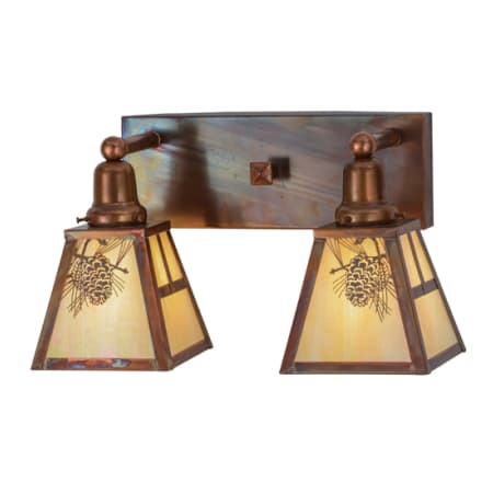 Meyda Tiffany Winter Pine 2 Light 11" Tall Wall Sconce Vintage Copper