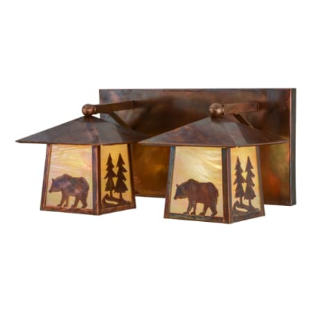 Meyda Tiffany Pine Tree 2 Light 22" Wide Vanity Light Vintage Copper