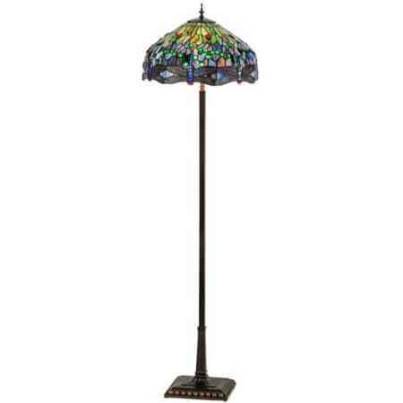 Meyda Tiffany Tiffany Hanginghead Dragonfly 4 Light 37" Tall Buffet Floor Lamp Mahogany Bronze