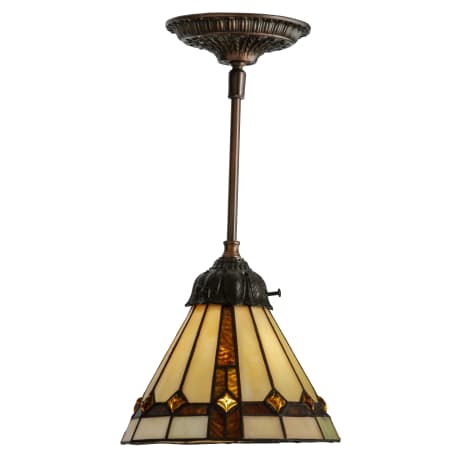 Meyda Tiffany Belvidere 1 Light 8" Wide Hand-Crafted Pendant with Stained Glass Mahogany Bronze
