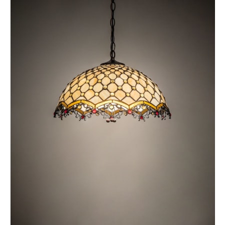 Meyda Tiffany Diamond and Jewel 3 Light 18" Wide Pendant Mahogany Bronze