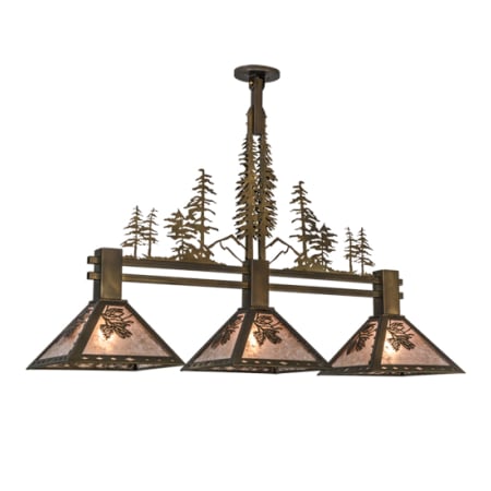 Meyda Tiffany Tall Pines 3 Light 45" Wide Linear Pendant Antique Copper