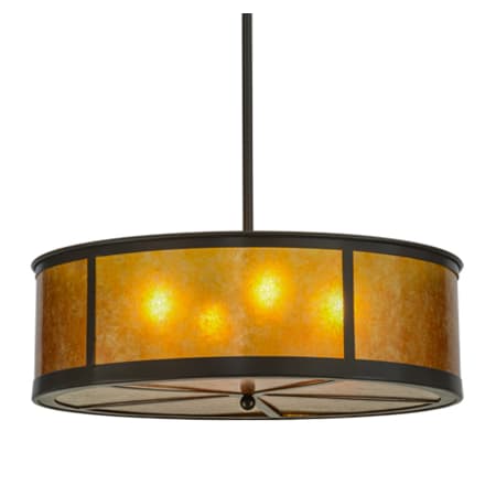 Meyda Tiffany Craftsman 4 Light 28" Wide Pendant Timeless Bronze