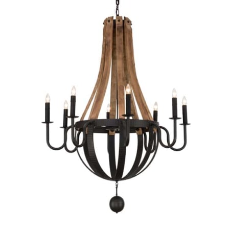 Meyda Tiffany Barrel Stave Madera 8 Light 43" Wide Taper Candle Style Chandelier Natural Wood / Wrought Iron