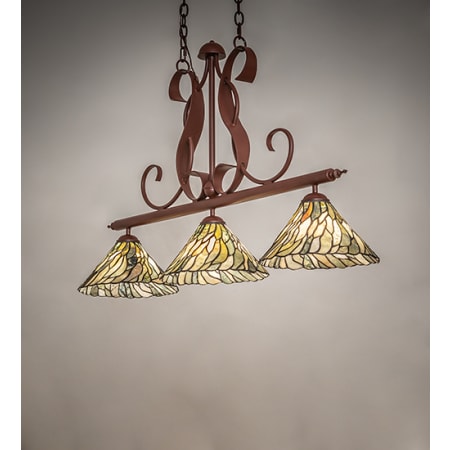 Meyda Tiffany Jadestone 3 Light 46" Wide Linear Pendant Rust