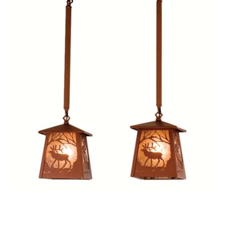 Meyda Tiffany Elk at Dawn 2 Light 24" Wide Linear Pendant Rust