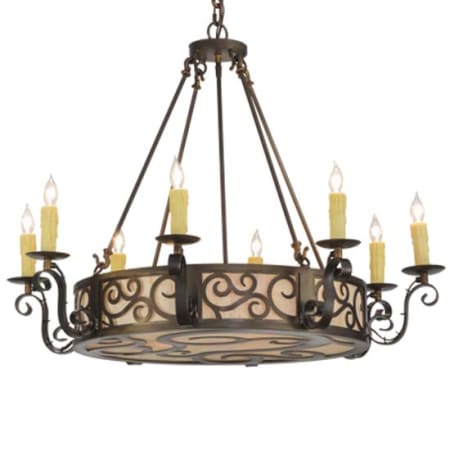 Meyda Tiffany Delano 8 Light 36" Wide Taper Candle Style Chandelier Antique Copper