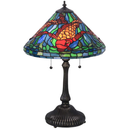 Meyda Tiffany Tiffany Koi 2 Light 25" Tall Buffet Table Lamp Antique Brass