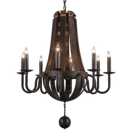 Meyda Tiffany Barrel Stave 8 Light 36" Wide Taper Candle Style Chandelier Natural Wood / Timeless Bronze