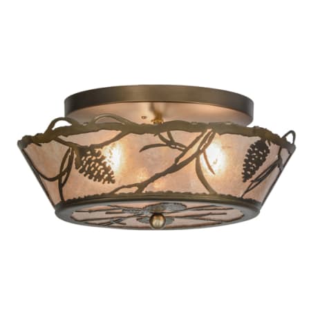Meyda Tiffany Whispering Pines 3 Light 17" Wide Semi-Flush Ceiling Fixture - Antique Copper Finish Antique Copper