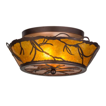 Meyda Tiffany Branches 2 Light 16" Wide Semi-Flush Ceiling Fixture Mahogany Bronze