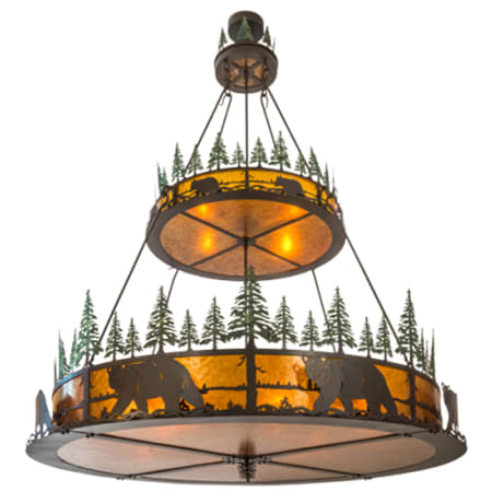 Meyda Tiffany Bear in the Woods 12 Light 72" Wide Pendant Timeless Bronze