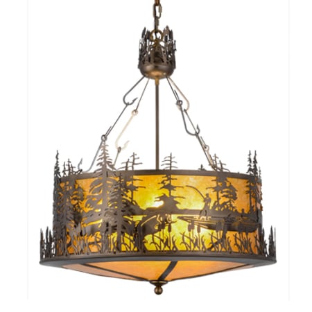 Meyda Tiffany Bass and Fisherman 4 Light 26" Wide Pendant Antique Copper