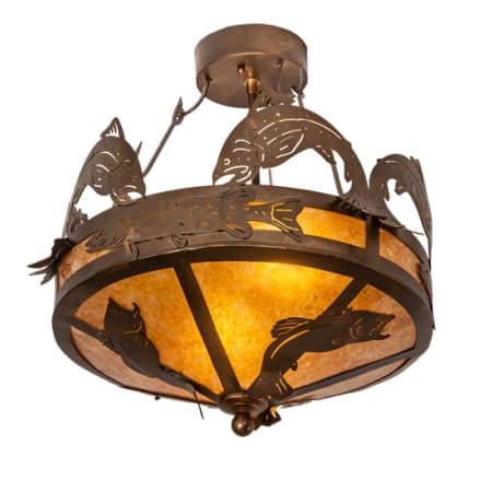 Meyda Tiffany Catch of the Day 2 Light 18" Wide Semi-Flush Ceiling Fixture - Antique Copper Finish Antique Copper