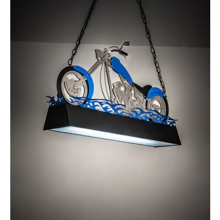 Meyda Tiffany Motorcycle 2 Light 39" Wide Linear Pendant Nickel