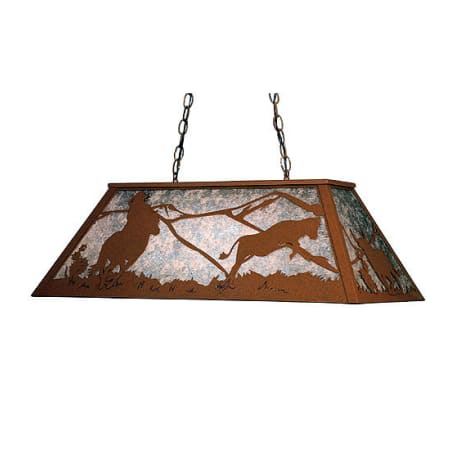 Meyda Tiffany Cowboy and Steer 6 Light 33" Wide Billiard Chandelier with Silver Mica Shade Rust