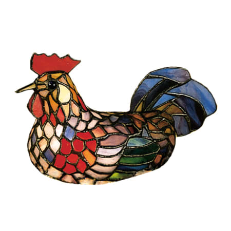 Meyda Tiffany Rooster 7" Tall Accent, Animal, Tiffany Table Lamp with Stained Glass Shade Mahogany Bronze