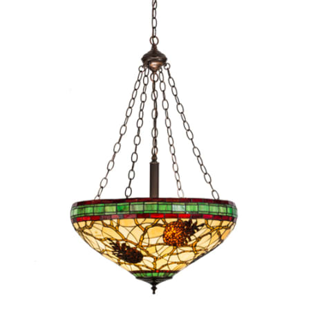 Meyda Tiffany Pinecone 4 Light 22" Wide Pendant Mahogany Bronze