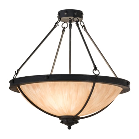 Meyda Tiffany Freya 3 Light 24" Wide Semi-Flush Bowl Ceiling Fixture - Costello Black Finish Costello Black