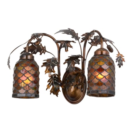 Meyda Tiffany Oak 2 Light 11" Tall Wall Sconce Dark Burnished Transparent Copper