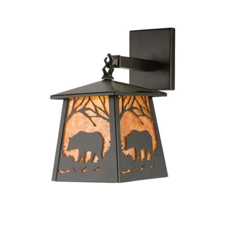 Meyda Tiffany 7.5" W Bear At Dawn Hanging Wall Sconce Black / Amber Mica