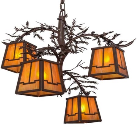 Meyda Tiffany Pine Branch Valley View 4 Light 28" Wide Chandelier Cafe-Noir