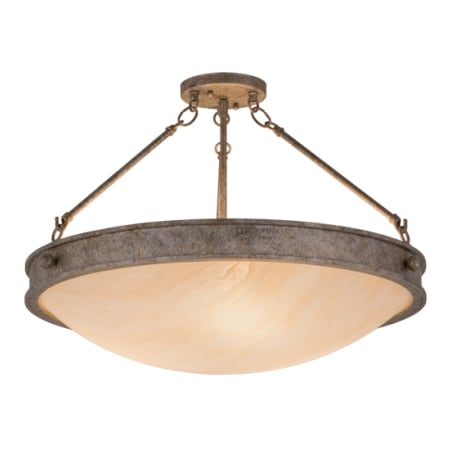 Meyda Tiffany Dionne 3 Light 14" Tall Semi-Flush Bowl Ceiling Fixture with Beige Shade - Corinth Finish Corinth