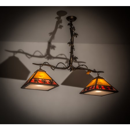 Meyda Tiffany Maple Leaf 2 Light 42" Wide Linear Pendant Antique Copper / Burnished