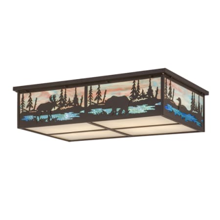 Meyda Tiffany Wildlife at Pine Lake 8 Light 36" Wide Flush Mount Ceiling Fixture Timeless Bronze