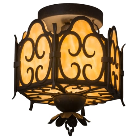 Meyda Tiffany Radha 11" Wide Semi-Flush Drum Ceiling Fixture Chestnut