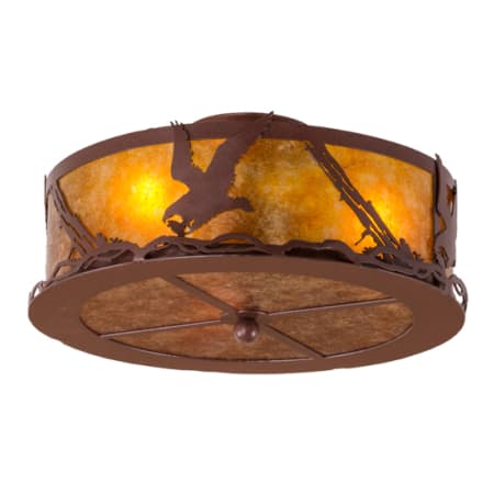 Meyda Tiffany Strike of the Eagle 3 Light 16" Wide Semi-Flush Drum Ceiling Fixture - Red Rust Finish - GU24 Bulb Base Red Rust