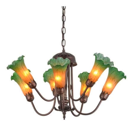 Meyda Tiffany Amber Tiffany 7 Light 17" Wide Chandelier Mahogany Bronze