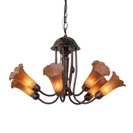 Meyda Tiffany Amber Tiffany 7 Light 24" Wide Chandelier Mahogany Bronze