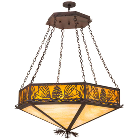 Meyda Tiffany Mountain Pine 6 Light 51" Wide Pendant Rust / Wrought Iron