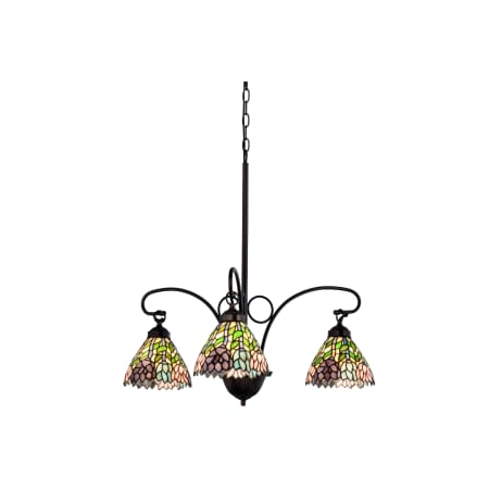 Meyda Tiffany Wisteria 3 Light 27" Wide Chandelier with Tiffany Glass Shade N/A