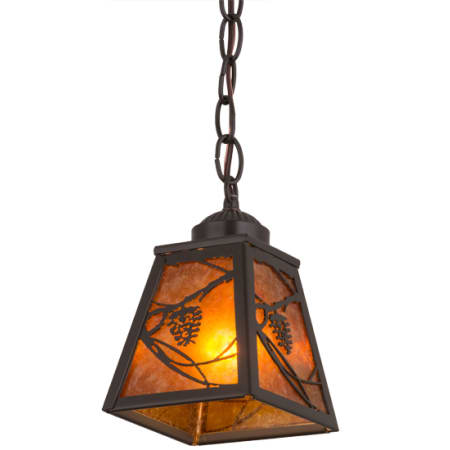 Meyda Tiffany Whispering Pines 7" Wide Mini Pendant Timeless Bronze