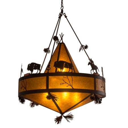 Meyda Tiffany High Plains Rider and The Herd 5 Light 36" Wide Pendant Red Rust