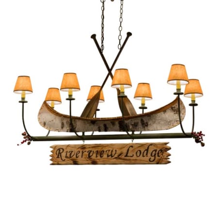 Meyda Tiffany Personalized Canoe 8 Light 52" Wide Linear Chandelier Natural Wood / Tarnished Copper