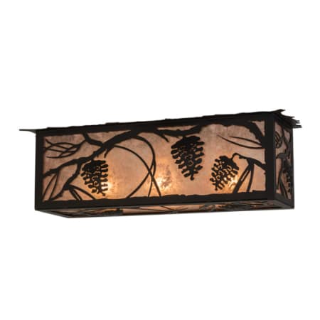 Meyda Tiffany Whispering Pines 3 Light 24" Wide Flush Mount Ceiling Fixture Textured Black