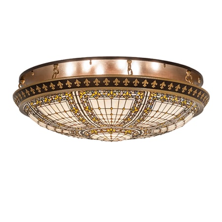 Meyda Tiffany Fleur-de-lis 8 Light 44" Wide Semi-Flush Bowl Ceiling Fixture Copper Vein
