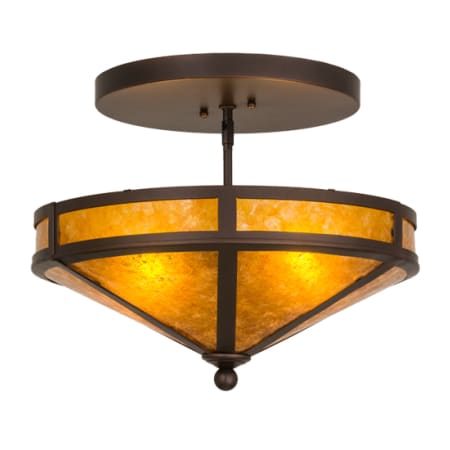 Meyda Tiffany Craftsman Prime 2 Light 16" Wide Semi-Flush Ceiling Fixture - Mahogany Bronze Finish Mahogany Bronze