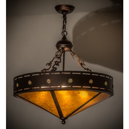 Meyda Tiffany Craftsman 4 Light 24" Wide Pendant Mahogany Bronze
