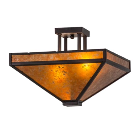Meyda Tiffany Mission Prime 2 Light 24" Wide Semi-Flush Ceiling Fixture - Mahogany Bronze Finish Mahogany Bronze