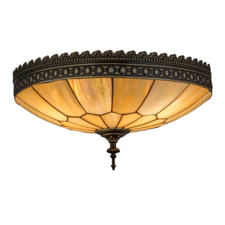 Meyda Tiffany Vincent Honeycomb 3 Light 15" Wide Semi-Flush Bowl Ceiling Fixture with Iridescent Glass Shade Craftsman Brown