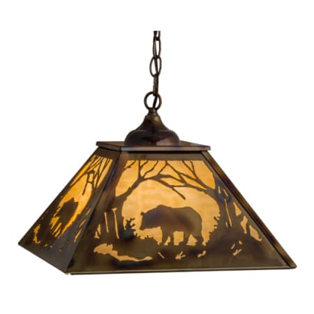 Meyda Tiffany Bear at Dawn 3 Light 23" Wide Pendant Brass Tint
