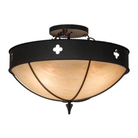 Meyda Tiffany Sabrina 4 Light 24" Wide Semi-Flush Bowl Ceiling Fixture Textured Black