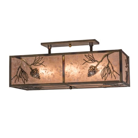 Meyda Tiffany Balsam Pine 6 Light 36" Wide Semi-Flush Ceiling Fixture Antique Copper / Burnished