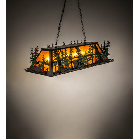 Meyda Tiffany Wildlife Through the Trees 6 Light 50" Wide Linear Pendant Oil Rubbed Bronze